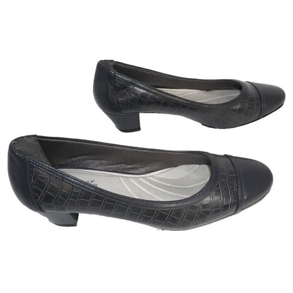 EASY STREET dark gray 2" heel pumps, shoes man made materials women's size 8 M - Picture 3 of 7